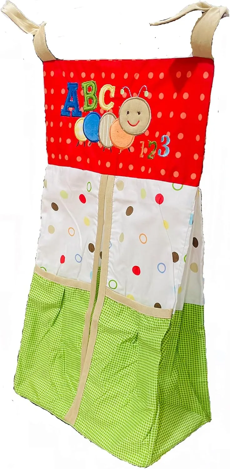 1 PC Embroidery Nursery Diaper Organizer Baby Boy Baby Girl Diaper Organizer Bag (Red Green ABC Caterpillar)