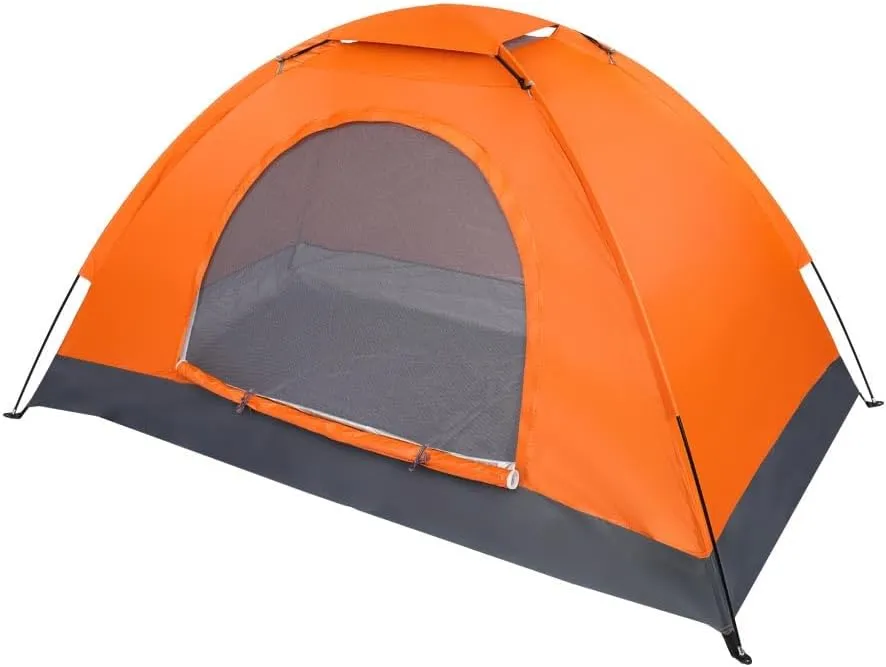 1 Person Family Dome Outdoor Tent, All-Weather Camping Tent, Easy Setup Portable Outdoor Tents with Dual-Way Zip and Carrying Bag, Windproof & Waterproof Sturdy Tents for BBQ Party, Orange