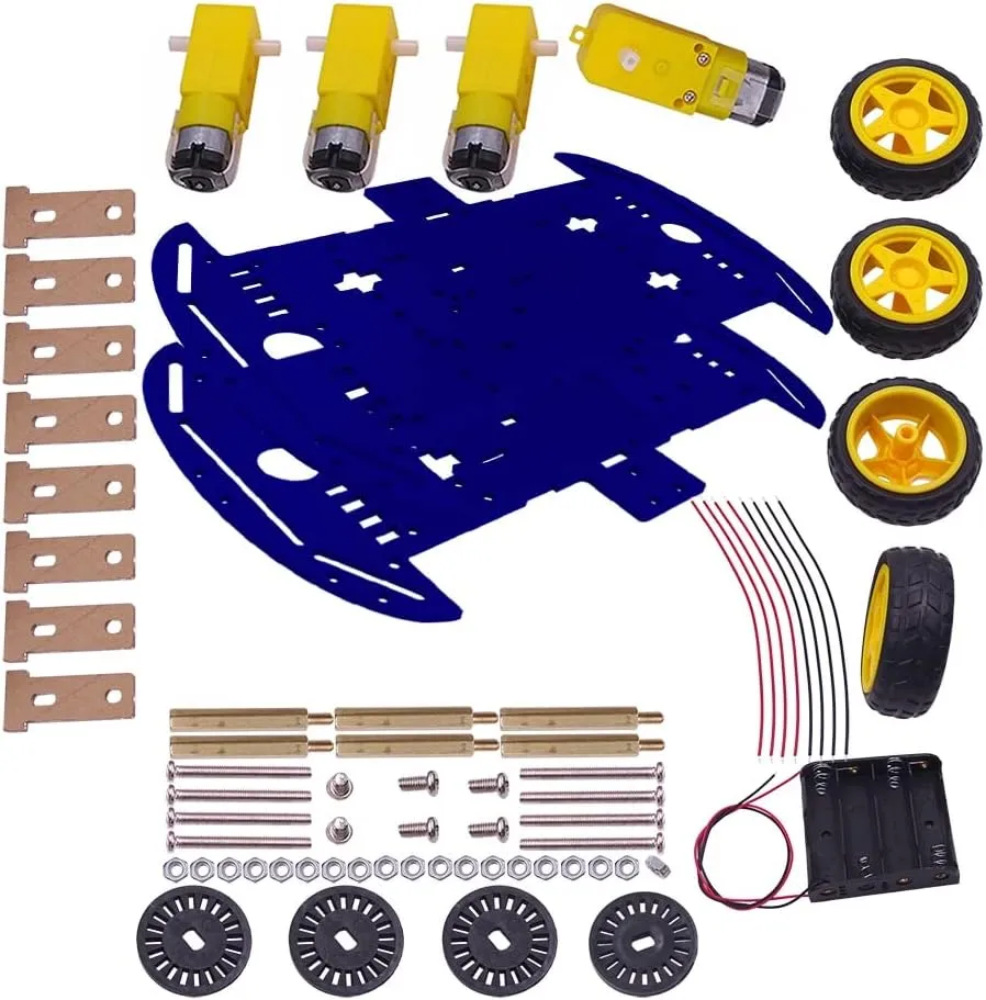 1 set Diy Smart Electronics 4WD Robot Smart Car Chassis Kit With Speed Encoder Available in a variety of colors - (Speed(RPM): blue)