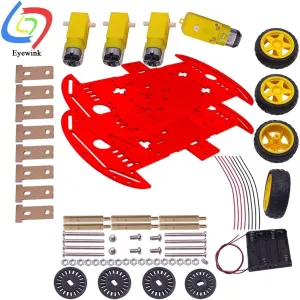 1 set Diy Smart Electronics 4WD Robot Smart Car Chassis Kit With Speed Encoder Available in a variety of colors - (Speed(RPM): blue)