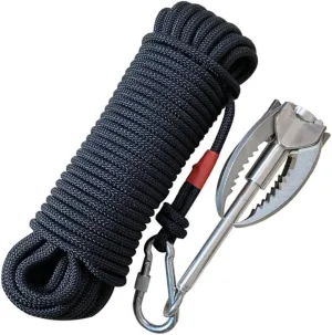 1 Set Stainless Steel Climbing Claw Tool with Nylon Rope Grappling Hook for Outdoor Climbing and Hiking