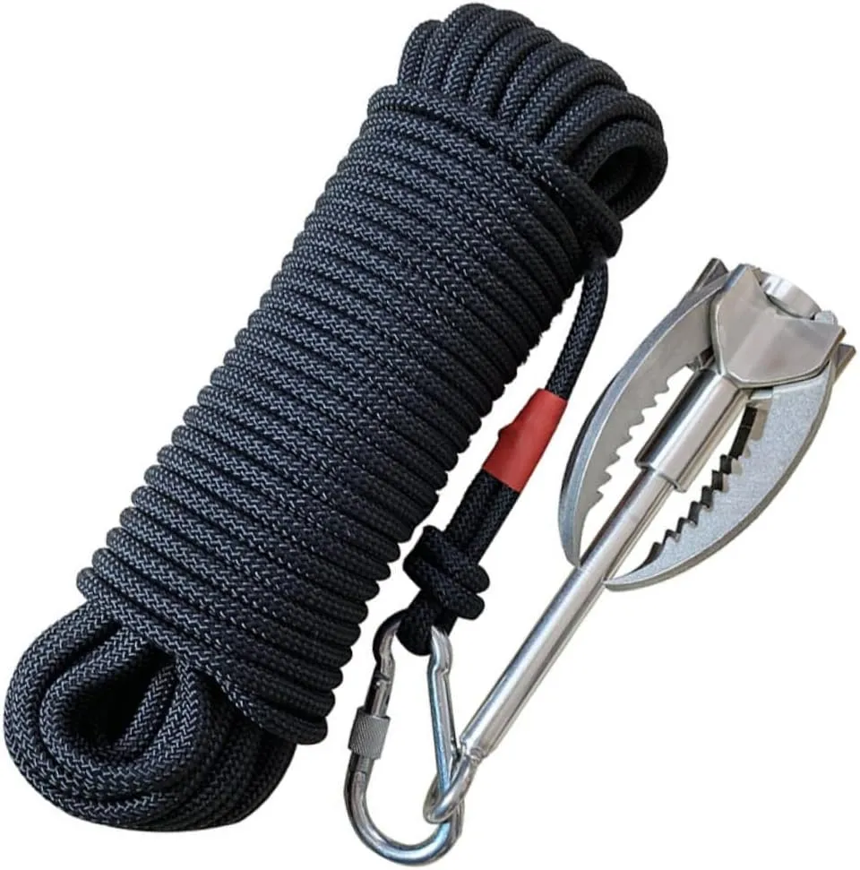1 Set Stainless Steel Climbing Claw Tool with Nylon Rope Grappling Hook for Outdoor Climbing and Hiking