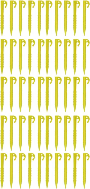 10 Pack Heavy Duty Tent Pegs, Serrated Design, Weatherproof ABS Plastic, Lightweight and Portable for Camping, Hiking, Beach and Activities (Gelb)