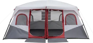 10 Person Family Cabin Tent, Camping Tent with Room Divider - Spacious Interior, Weather-Resistant H20 Block Technology, Adjustable Ventilation ， 2 Room Huge Tent with Storage Pockets for Camping