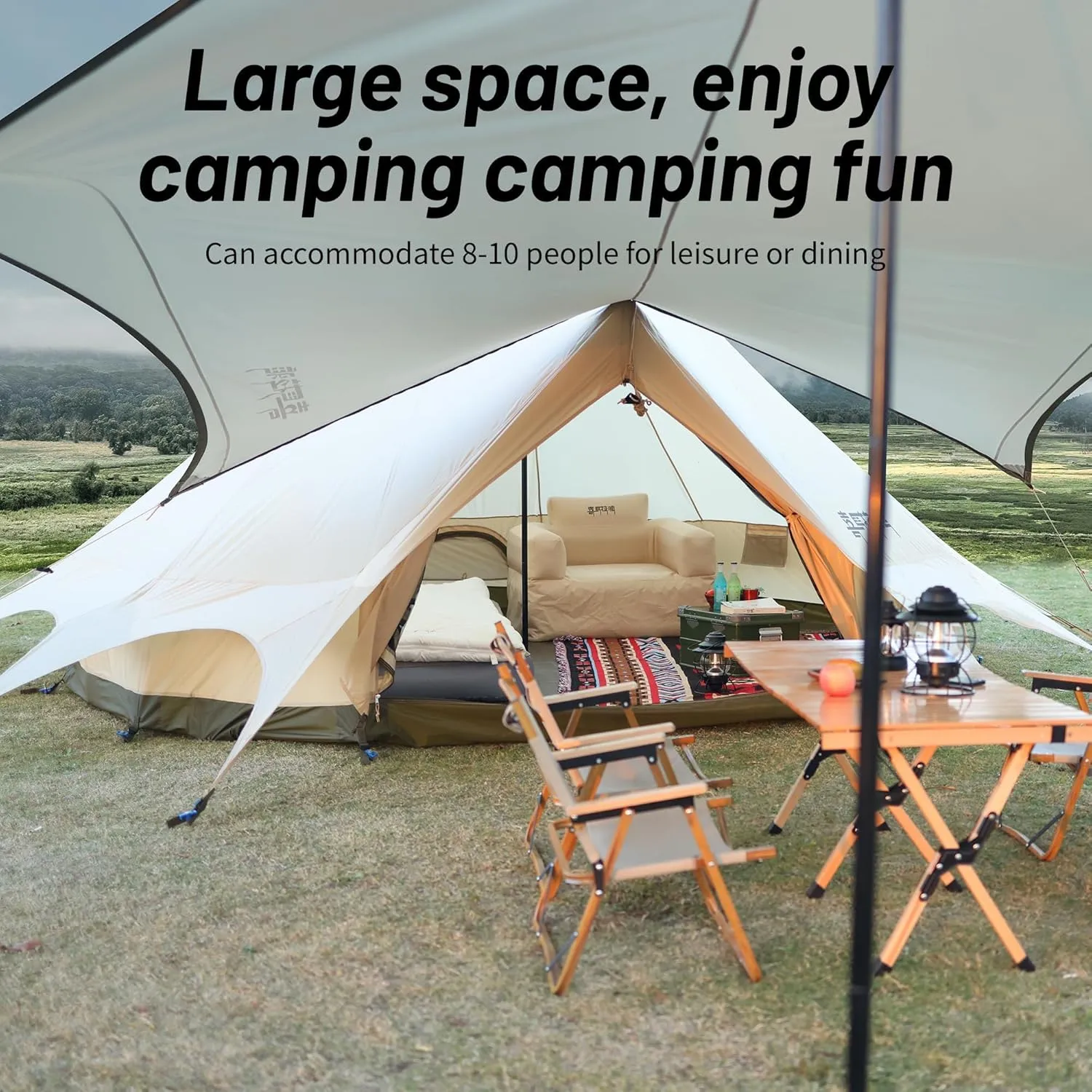 10 Person Yurt Bell Tent With Stove Jack - 4 Season Waterproof Design for Outdoor Family Camping, Hunting, Party - Spacious Interior