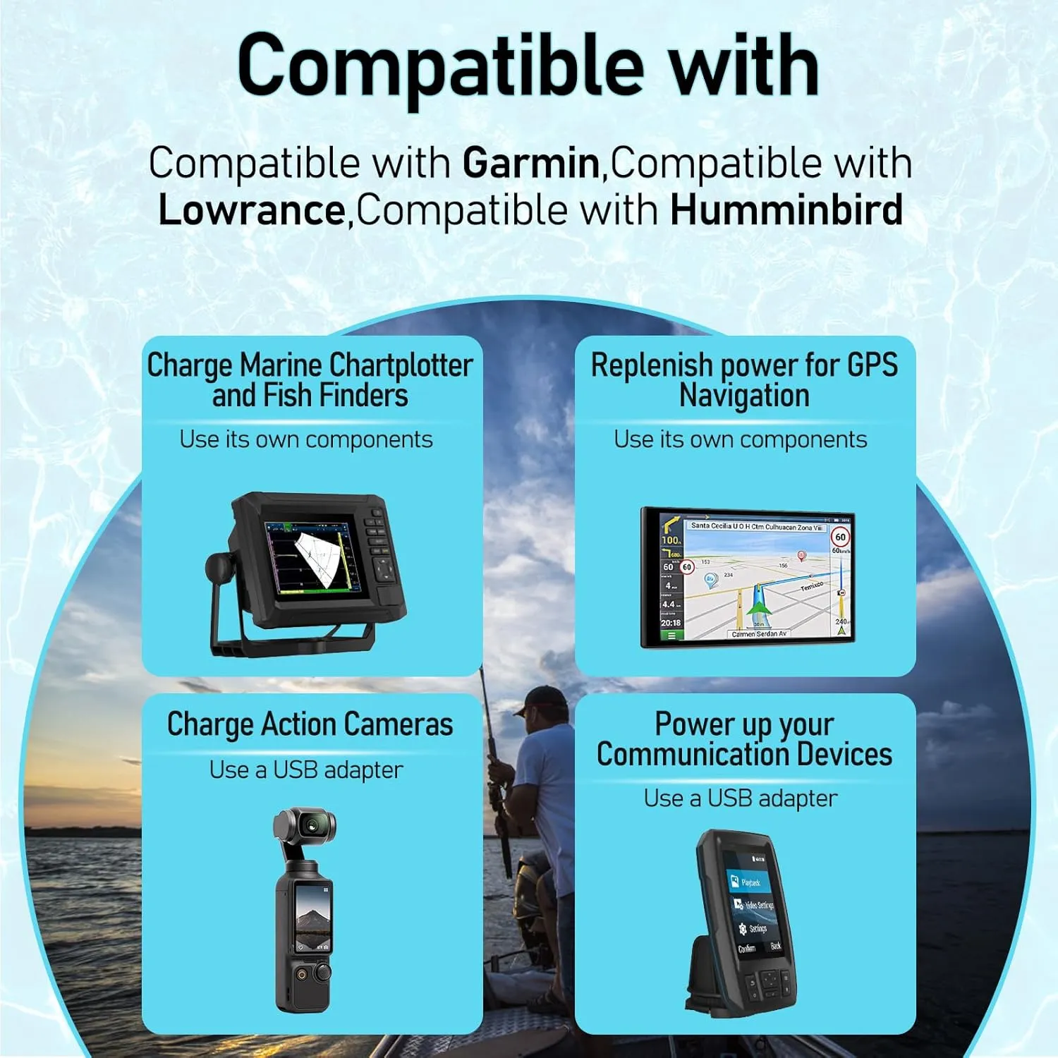 10Ah High-Capacity Fish Finder Battery and Charger Kit,Compact & Portable for Kayak,Compatible with GPS,Fish Finders,and Most 12V Electronics,with a Reusable Lifespan of at Least 5 Years