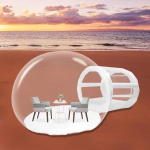 10ft Inflatable Bubble Tent House Clear Dome,PVC Transparent Tarpaulin with 350W Quiet Air Blower Bubble Balloon House for Backyard Stargazing All-Weather Campsite 6.5FT Tunnel