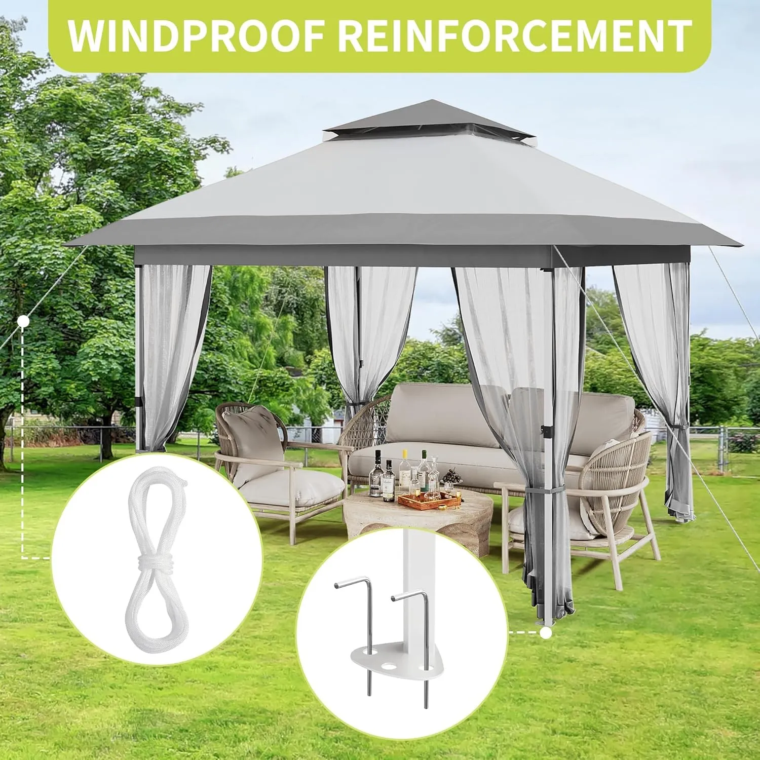 10x10 FT Canopy Tent, Pop Up Gazebo with Mosquito Netting, Adjustable Height Outdoor Gazebo with Wheeled Carry Bag for Backyard, Garden, Patio -All-Weather UV/Waterproof Shelter