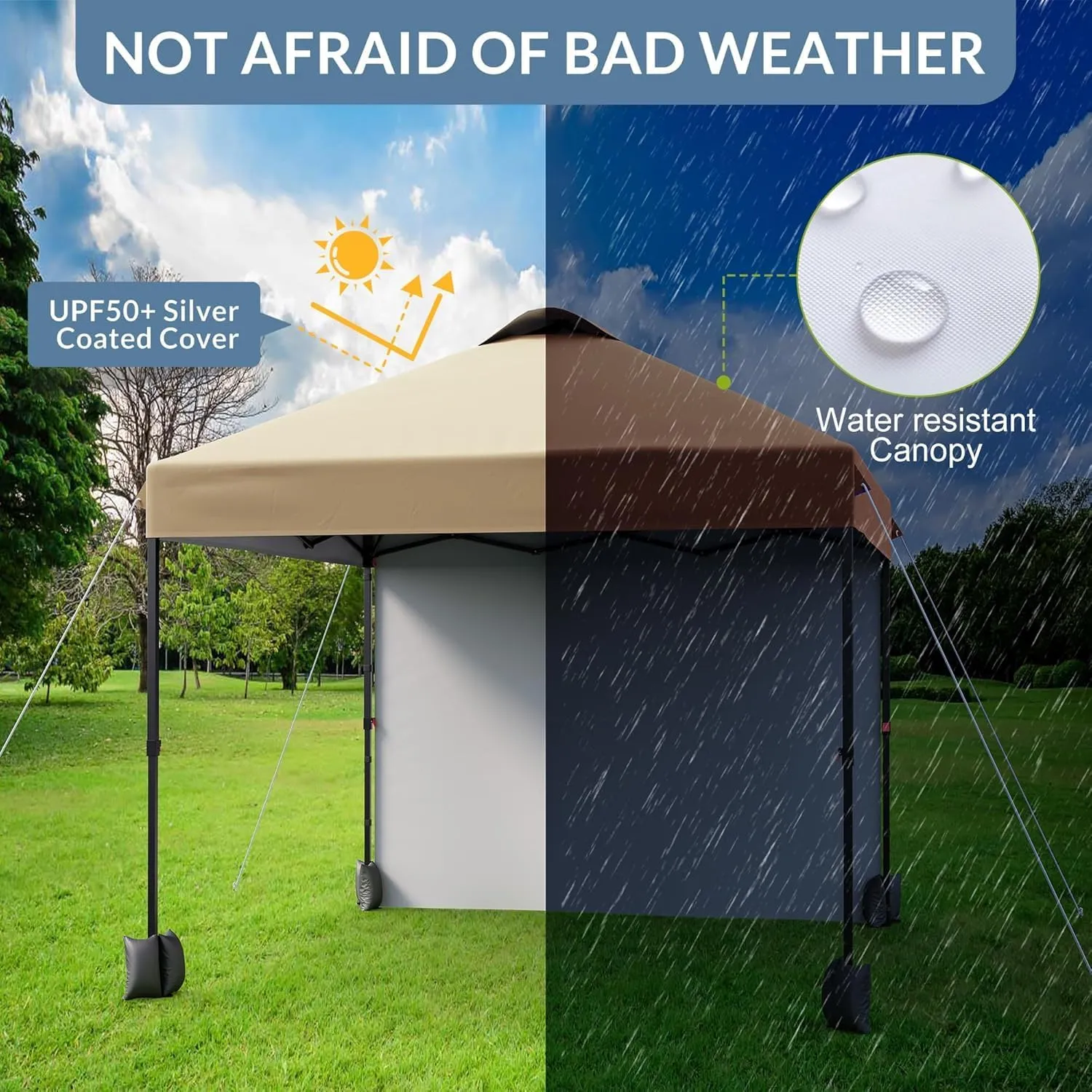 10'x10' Outdoor Canopy Tent with Sidewall, Easy Pop Up with Vented Roof, Outdoor Sun Shade for Garden Commercial Party, Portable Instant Camping Beach Tents