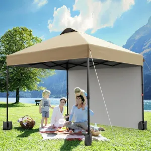 10'x10' Outdoor Canopy Tent with Sidewall, Easy Pop Up with Vented Roof, Outdoor Sun Shade for Garden Commercial Party, Portable Instant Camping Beach Tents