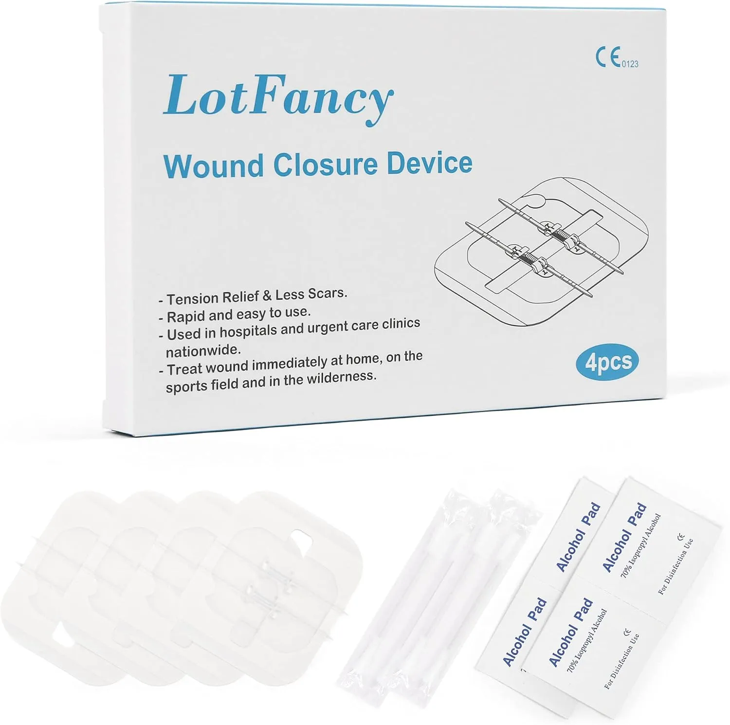 110PCS Waterproof Transparent Film Dressing 2.37" x 2.75" and Emergency Wound Closures Kit Bundle