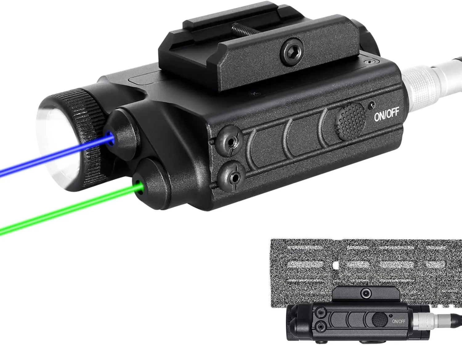1200 Lumens Tactical Flashlight Dual Laser Combo for Rifle, with Momentary/Constant/Strobe Model, Laser & Tactical Flashlight Multi-Function Combo, with 9-inch Remote Pressure Switch