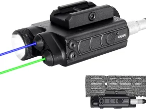 1200 Lumens Tactical Flashlight Dual Laser Combo for Rifle, with Momentary/Constant/Strobe Model, Laser & Tactical Flashlight Multi-Function Combo, with 9-inch Remote Pressure Switch