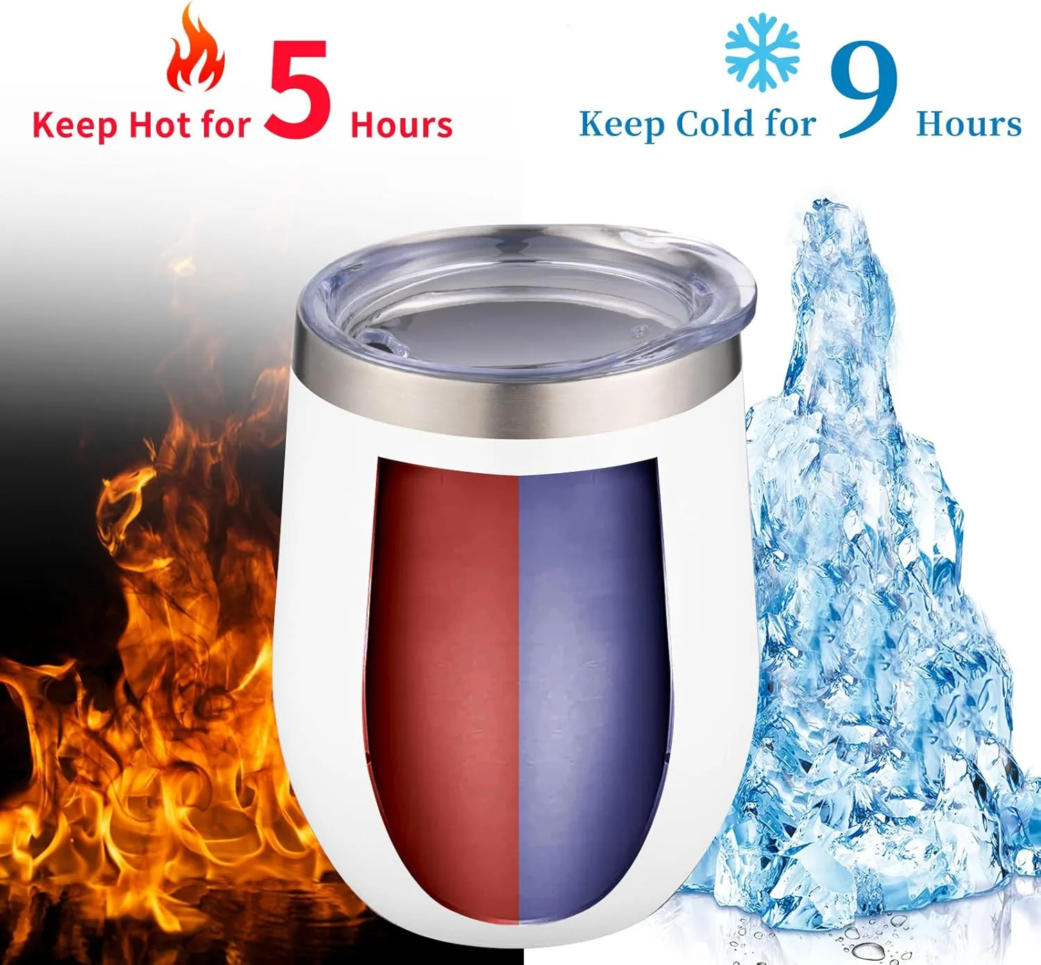 12oz/4 Pack Wine Tumbler Glasses with Lid Stemless Double Wall Vacuum Stainless Steel Travel Tumbler Keeping Cold & Hot for Wine,Coffee,Cocktails,Christmas Drinks-Family and Gifts(4 pack-White)