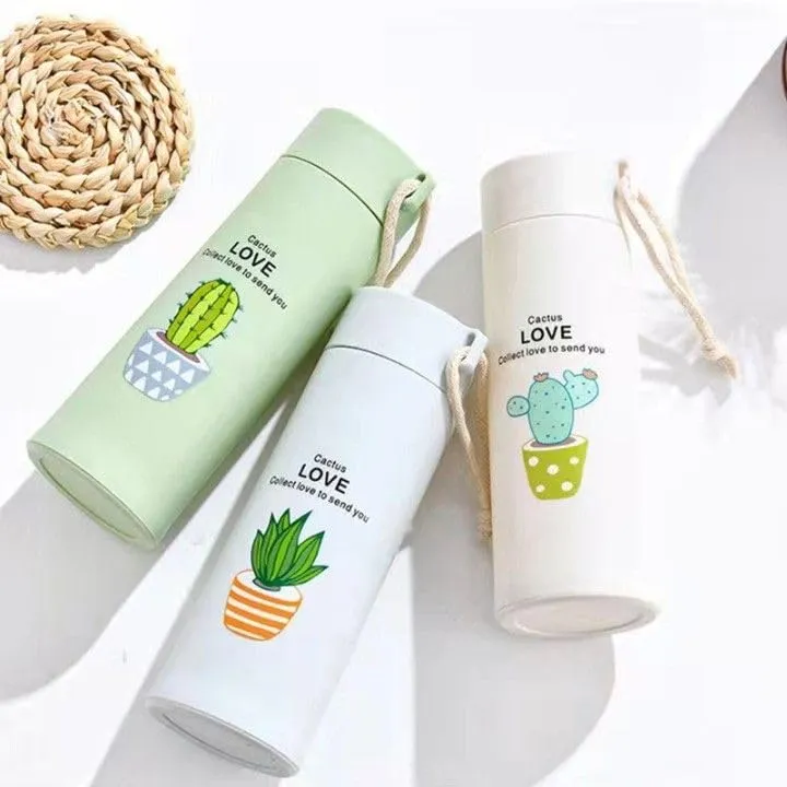 13 oz Double Layer Glass Water Bottle – Insulated Leakproof Travel Tea Infuser Bottle with Strainer, BPA-Free Reusable Portable Flask for Hot & Cold Drinks (set of 2)