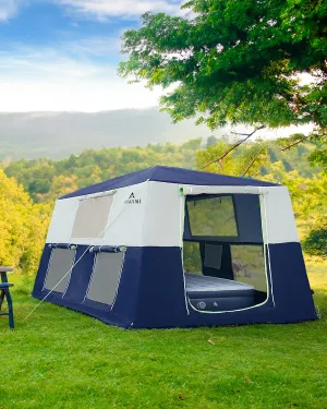 14.1'x6.5'x9' Inflatable Tents for Camping, Portable 6/8/10 Person Blow Up Air Tent, Waterproof Windproof Easy Setup Large Family Tent with 2 Doors, 6 Windows, Mosquito Screen