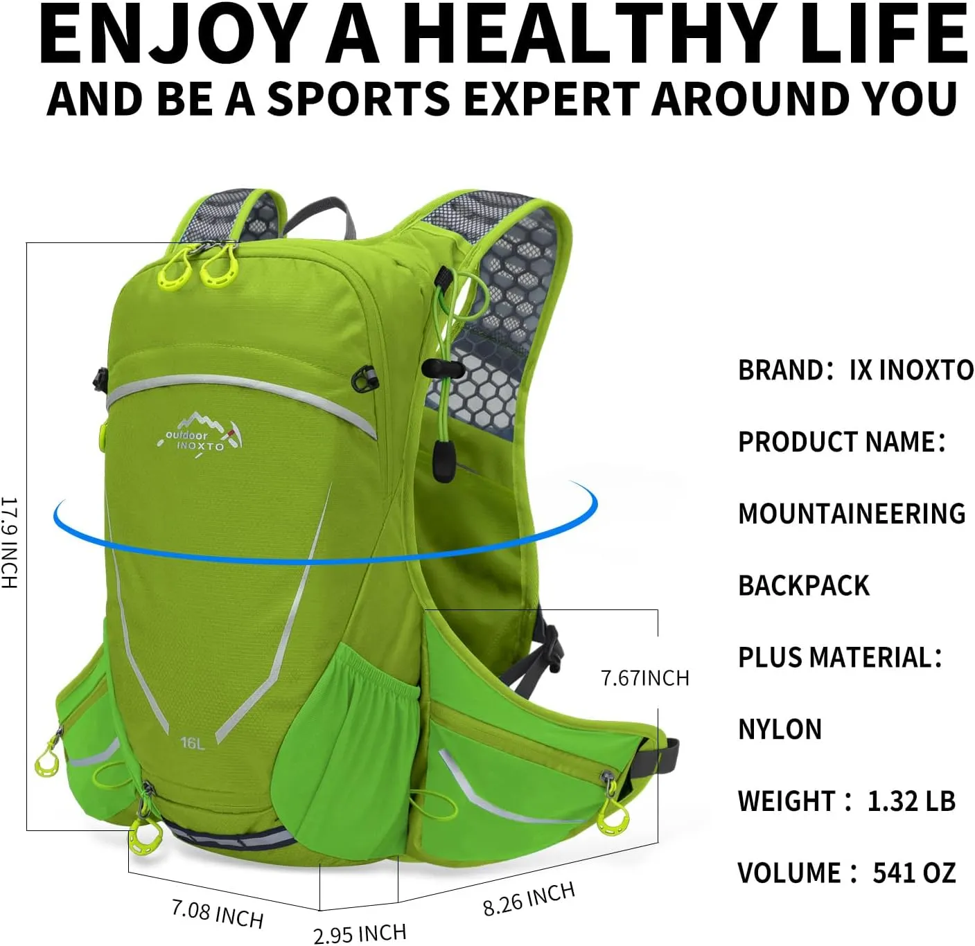 16L Hydration Backpack with Free 2-Liter Water Bladder,The Lightweight Hydration Pack for Cycling, Hiking, Skiing