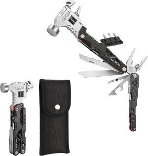 17 IN 1 Adjustable Wrench Multitool Hammer, All-in-One Survival Camping Multi Tool, Hiking, and Everyday Use(Black)