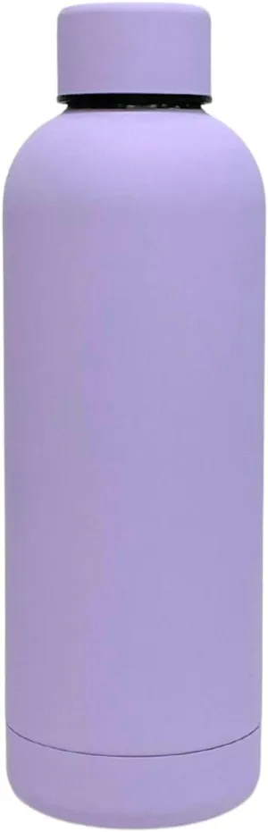 17oz Matte Finish Stainless Steel Water Bottle | Vacuum Insulated Travel Bottle | 12 hrs Hot & 18 hrs Cold | Smooth Rubber Finish Water Bottle (Lilac)