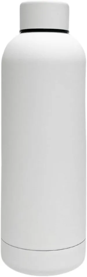 17oz Matte Finish Stainless Steel Water Bottle | Vacuum Insulated Travel Bottle | 12 hrs Hot & 18 hrs Cold | Smooth Rubber Finish Water Bottle (White)