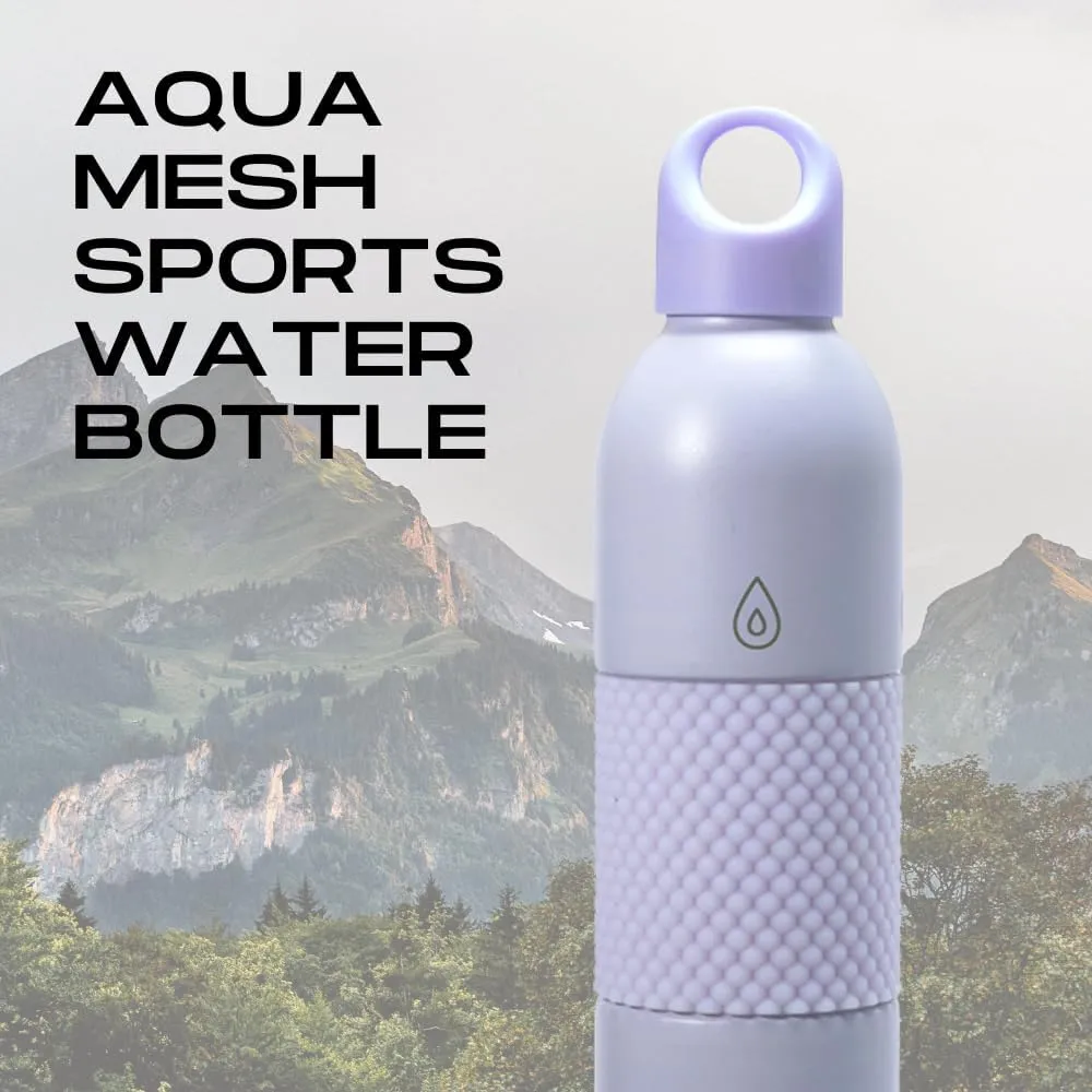 18Oz Aqua Mesh Insulated Sports Water Bottle with Screw Top Lid, Leak Proof Stainless Steel Water Bottle with Handle, Spill Proof Thermos or Water Jug for Gym, Home or Office Chug-Light Purple