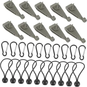 1Set Heavy Duty Tent Clips with Ropes Buckles Windproof Awning Fixers for Outdoor Camping Hiking Fishing Tarp and Use