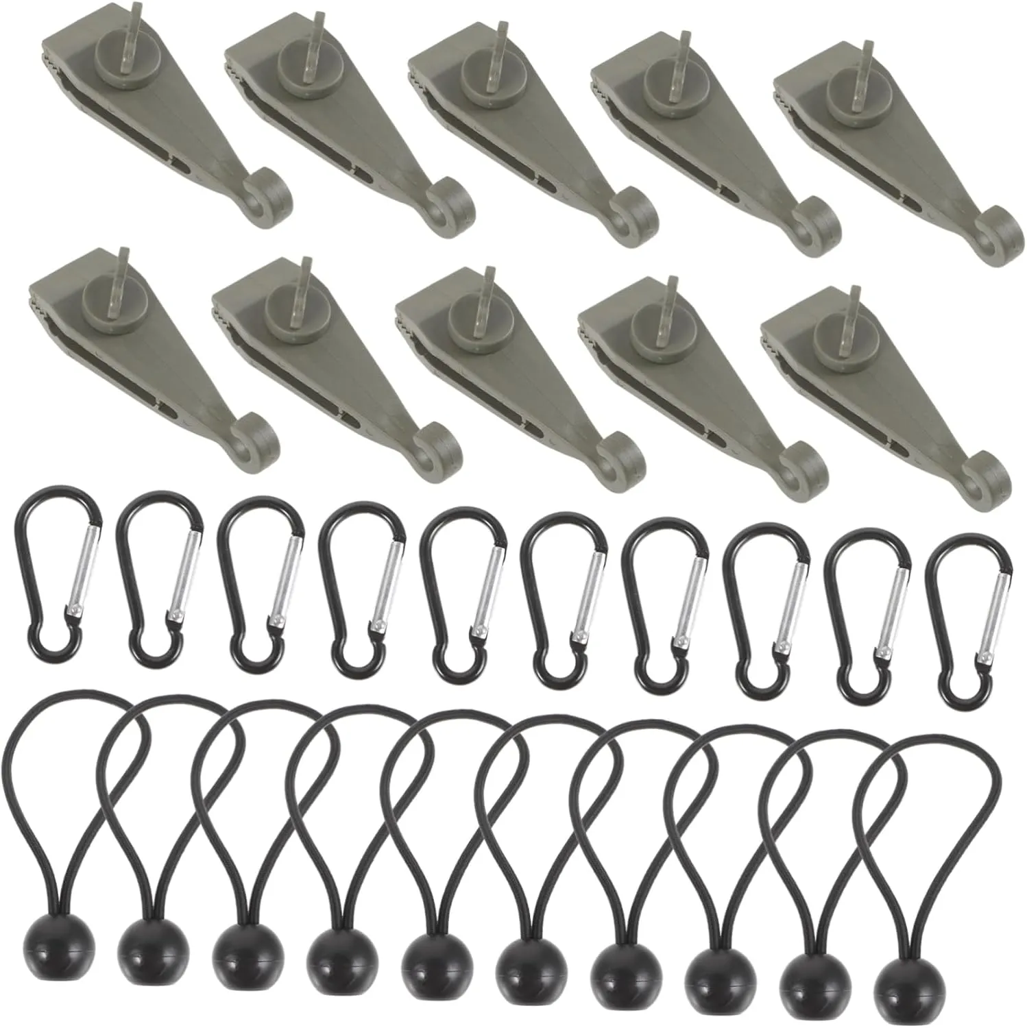 1Set Heavy Duty Tent Clips with Ropes Buckles Windproof Awning Fixers for Outdoor Camping Hiking Fishing Tarp and Use