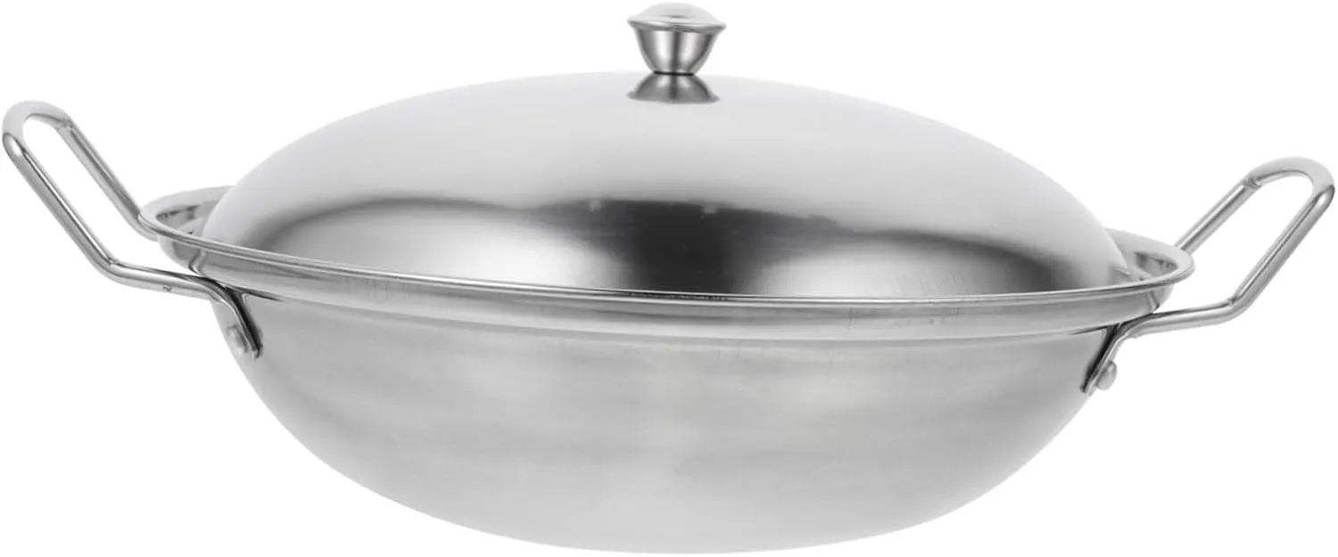 1set Lidded Cooking Pot Thick Induction-ready Dry Pan for Home Kitchen Household Cookware Binaural Handles Easy to Clean Stockpot for Gas Electric Stoves