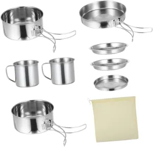 1Set Outdoor Camping Cookware Portable Cooking Utensils for Hiking Picnic and Group Meals for People Lightweight and Compact Design