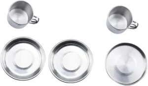 1Set Outdoor Stainless Steel Cookware Set Portable Camping Cookware Kit for Picnics Barbecues and Hiking Includes Frying Pan Large Pots Cups Plates Lid
