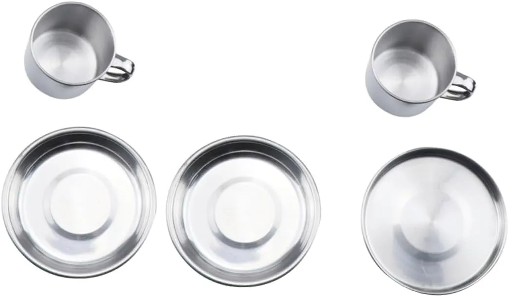 1Set Outdoor Stainless Steel Cookware Set Portable Camping Cookware Kit for Picnics Barbecues and Hiking Includes Frying Pan Large Pots Cups Plates Lid