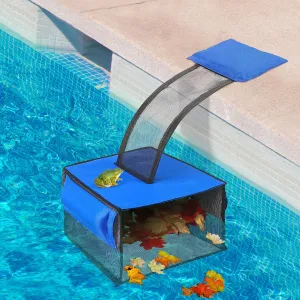 2 IN 1 Pool Leaf Catcher with Animal Saving Escape Ramp, Floating Leaf Net Skimmer Cleaner for Pool Surface Cleaning, Pool Critter Escape Ramp Accessories Above Ground Pool Leaf Skimmer(Wing Style)
