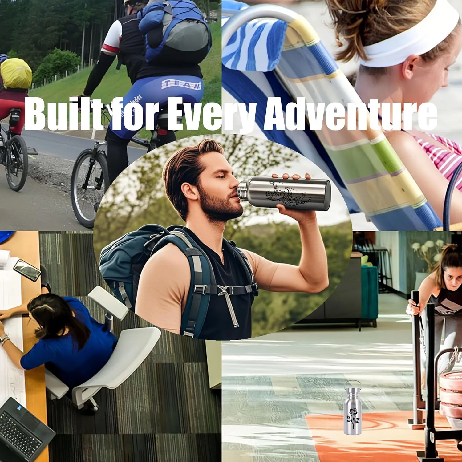 2 Pack Customized Logo Stainless Steel Sports Water Bottle – Durable, Non-Insulated Metal Cups for Outdoor, Hiking & Fitness (34oz / 1000ml)