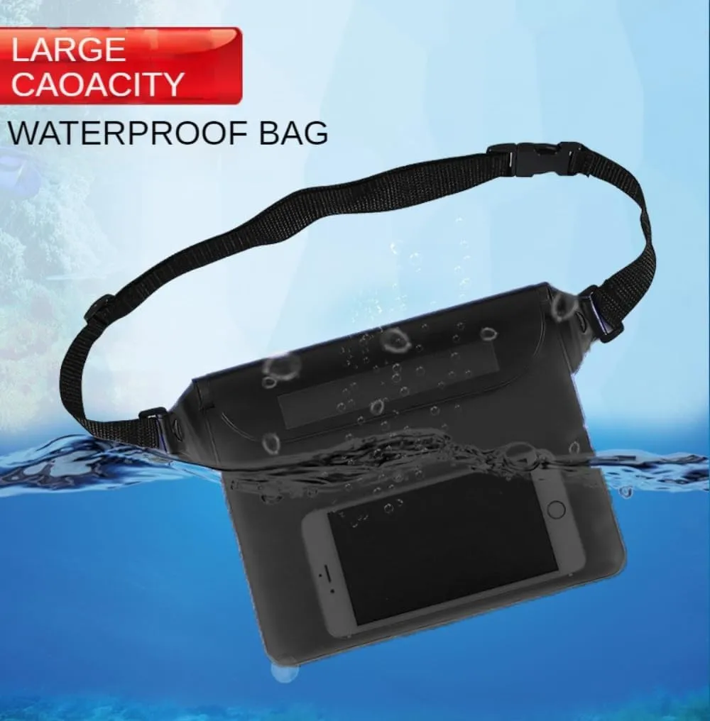 2-Pack Waterproof Bag with Adjustable Waistband and Touch Sensitive Screen, Keeping Your Phone and Valuables Dry, Perfect for Drifting, Swimming, Kayaking, Rowing, Fishing… (Black Bule)