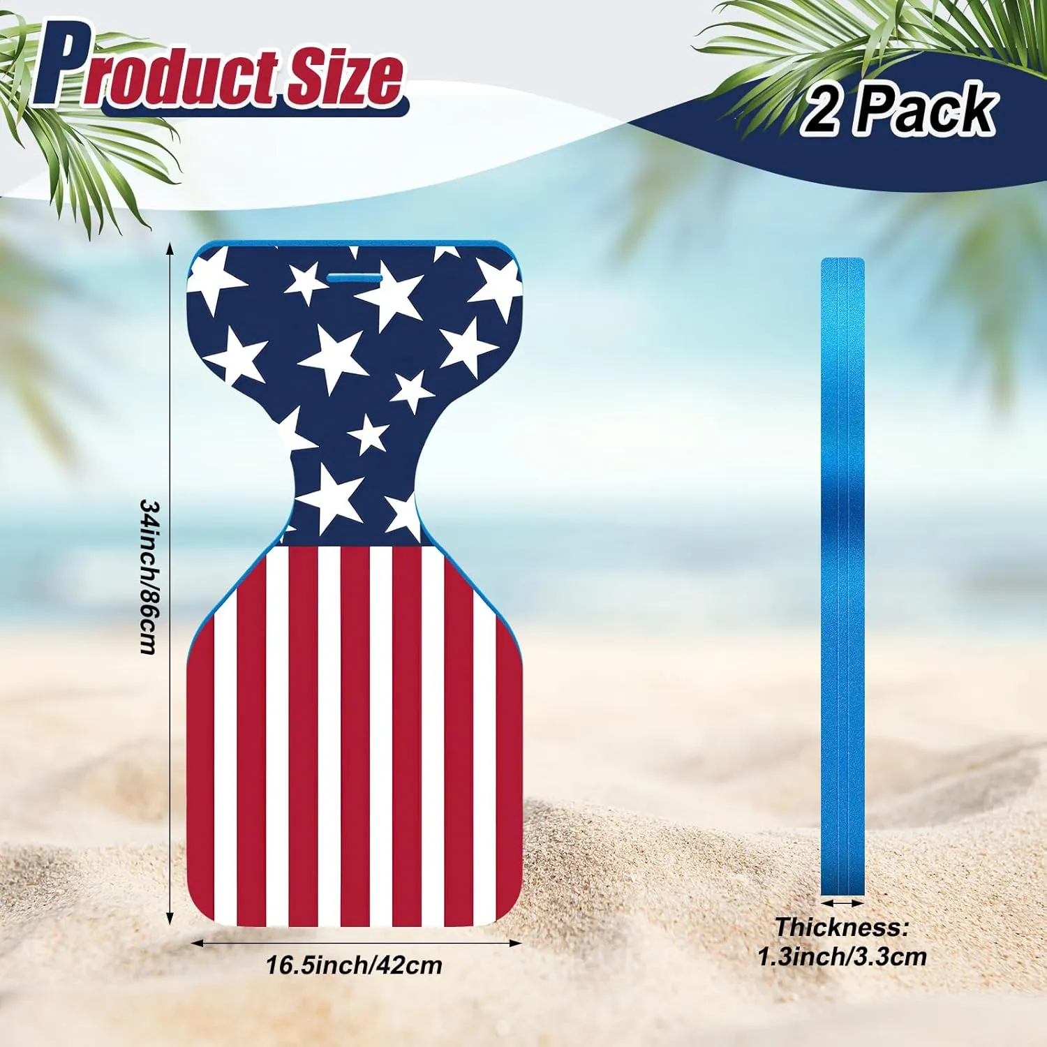 2 Pcs Summer Foam Water Saddle Floats American Flag Printed Lake Pool Floats Comfortable Floating Seats for Pool Lake Water Park