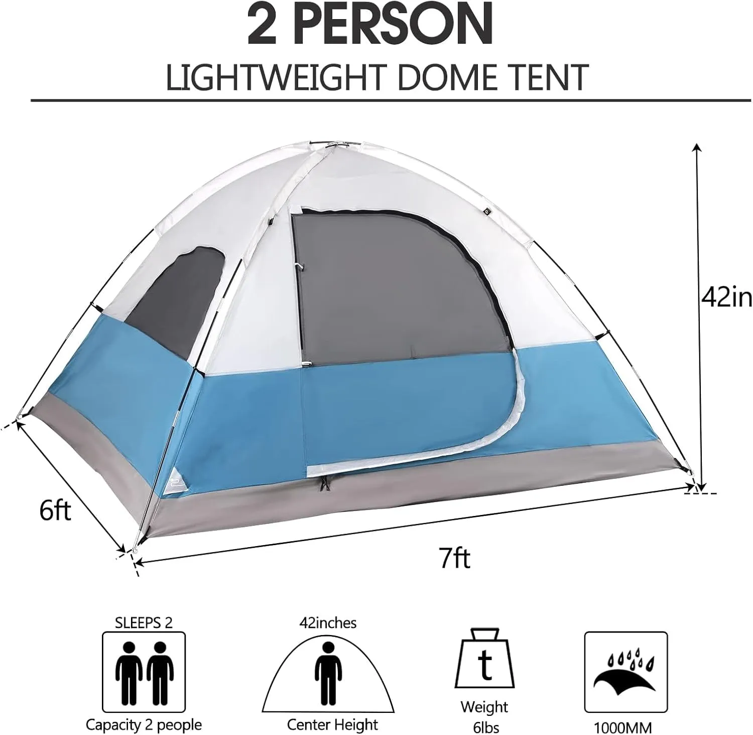 2 Person Backpacking Tent,Portable Lightweight Waterproof Windproof Easy Setup Backpacking Tent,Great for Camping Hiking Mountaineering