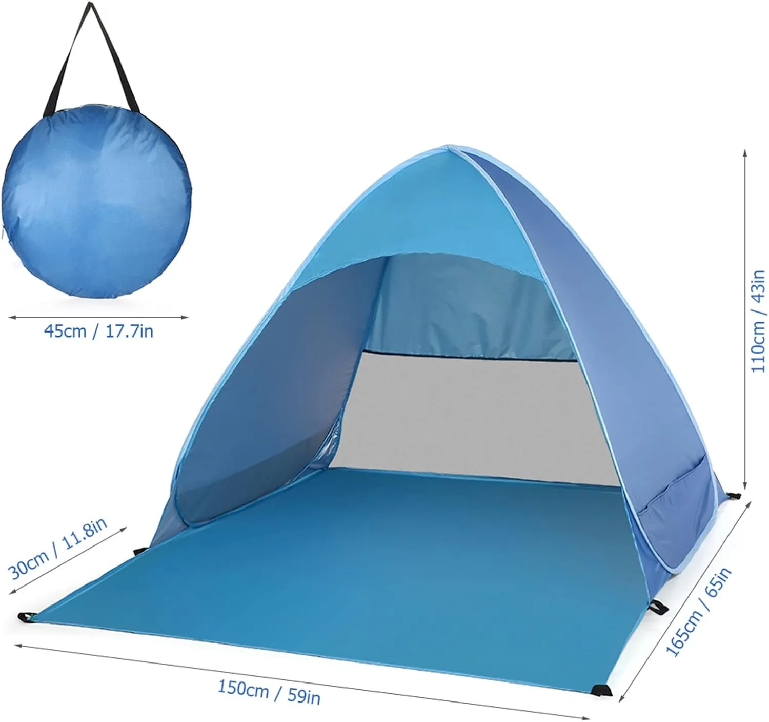 2 Person Beach Tent Automatic Instant Pop Up Tent Lightweight UV Protection Camping Tent Sun Shelter Survival Gear with Package Bag