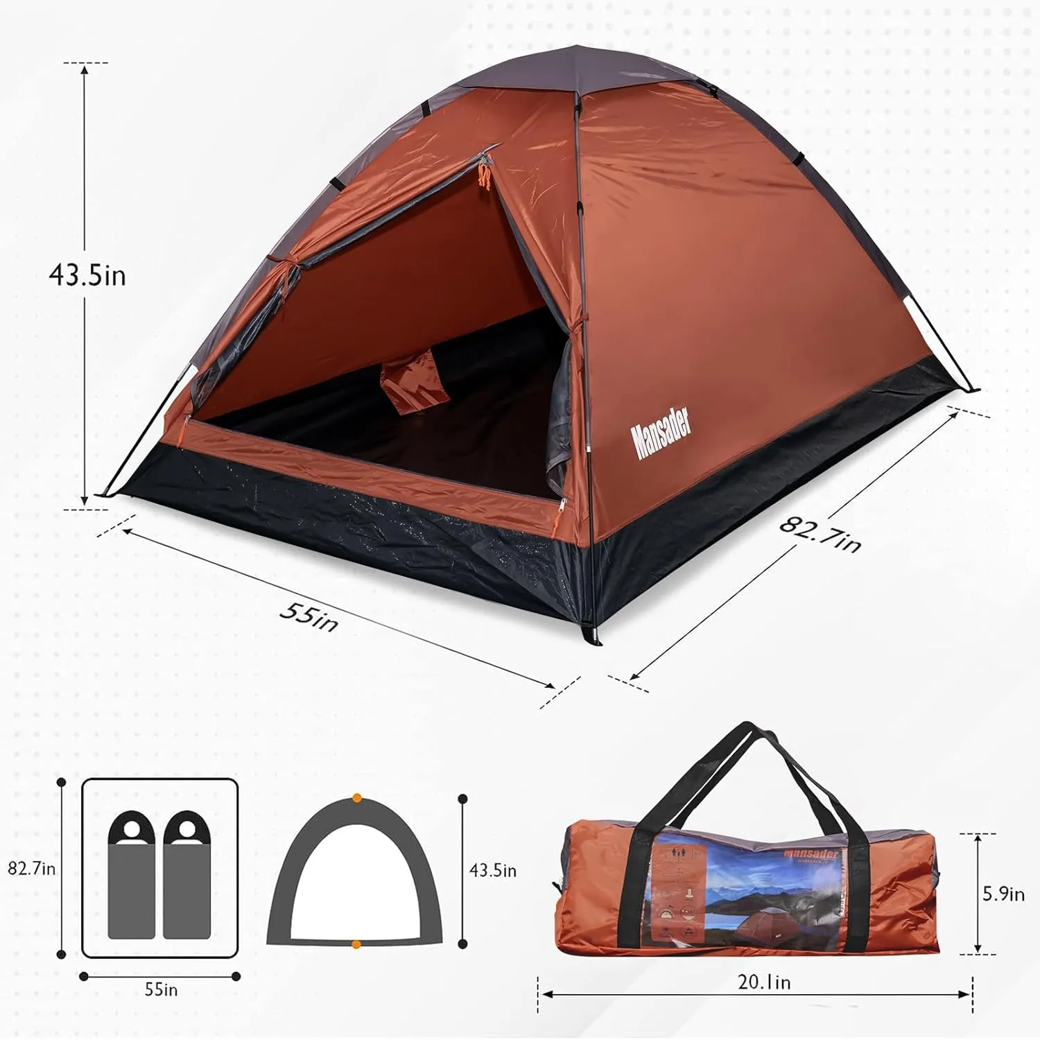 2 Person Camping Dome Tent,Waterproof Lightweight Portable Tents for Outdoor Camping Hiking Travel