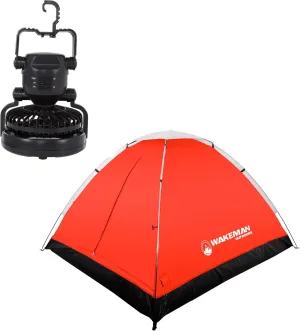 2 Person Camping Tent with Rain Fly and Carrying Bag - Water-Resistant Outdoor Tent for Backpacking, Hiking, or Festivals by Wakeman Outdoors (Red)