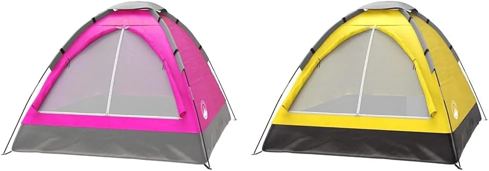 2 Person Dome Tent Bundle - Pink & Yellow - by Wakeman Outdoors