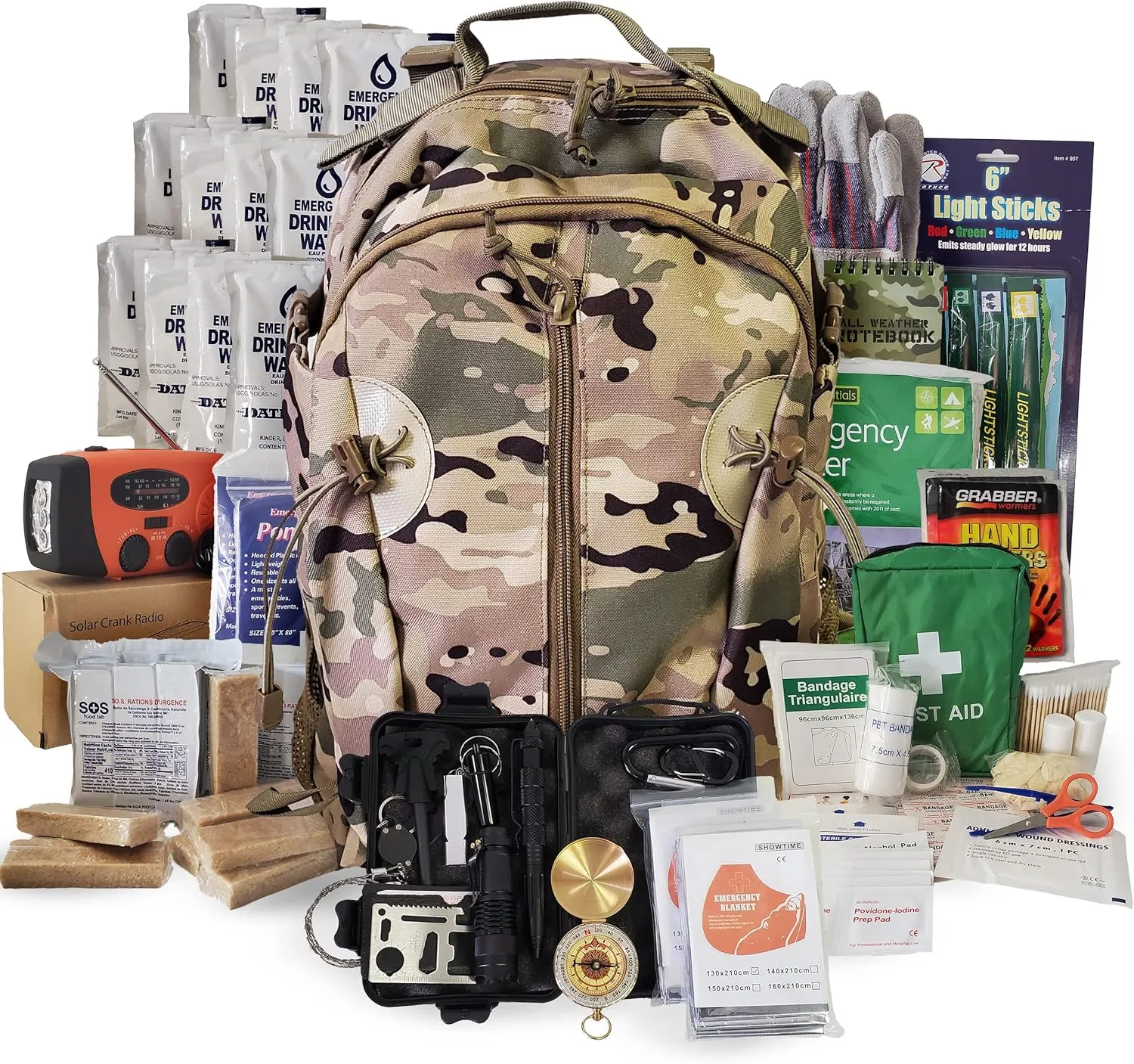 2 Person Emergency Kit/Survival Backpack for 72 Hours for Natural Disasters, Hurricanes, Emergency or Bug Out Situations