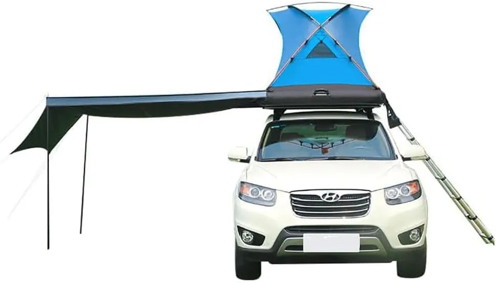 2 Person Inflatable Car Roof Top Tent with Pump and Awning, 4 Season Camping Dome Roof Top Tent for SUV, Truck and Universal Car Tent, Easy Setup