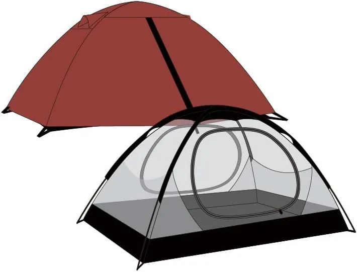 2 Person Mars Red Dome Tent,Double Layer,Windproof,Waterproof,Easy Setup for Camping