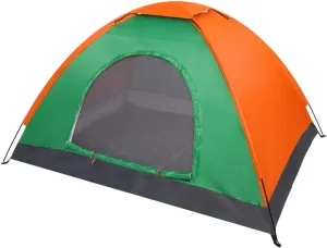2 Person Tent Waterproof Lightweight - Dome Camping Tent for Backpacking & Hiking - Easy Setup, Carry Bag Included - Orange/Green (78"x59"x43")