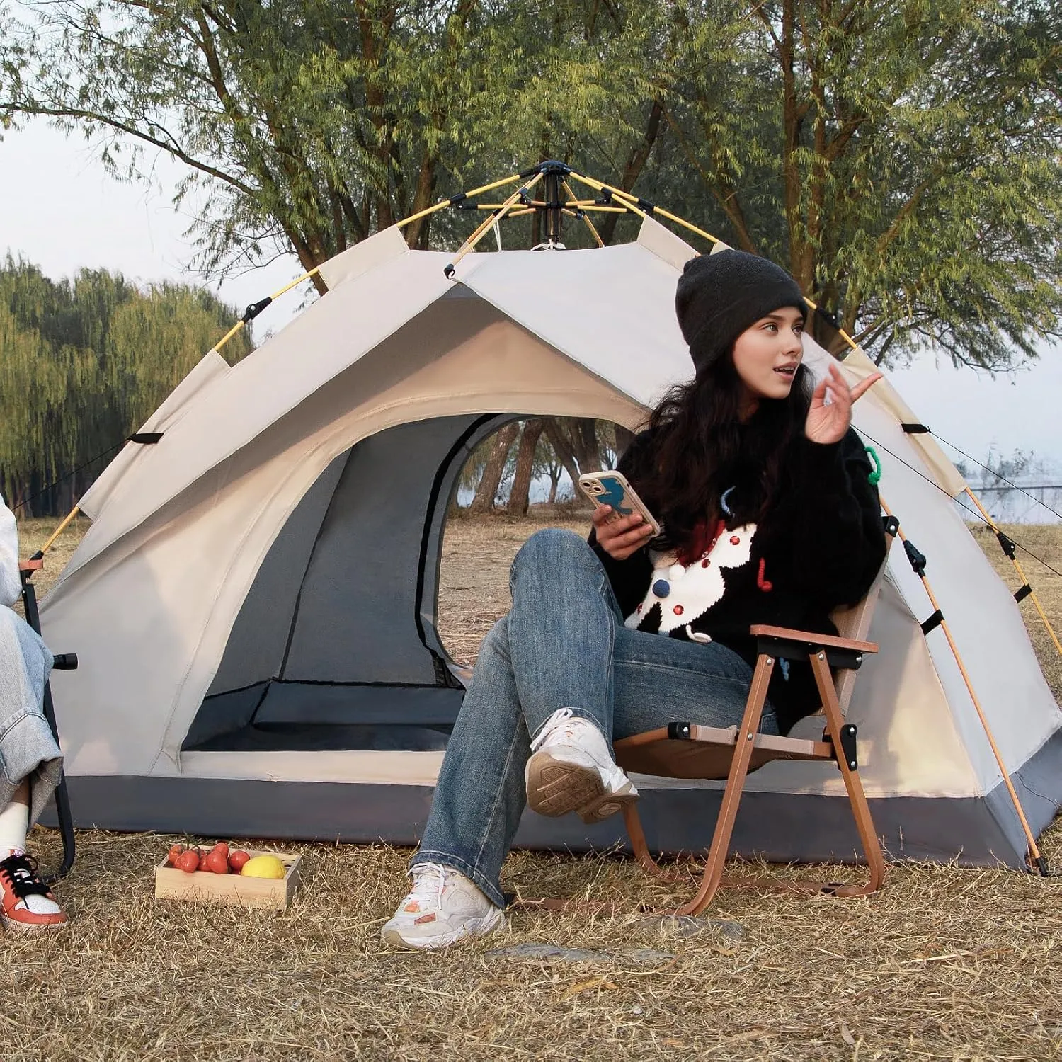 2 Person Windproof Oxford Tent Easy Setup Backpacking Tent for Camping, Hiking, Traveling