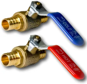 2 Pieces 3/4" Pex Ball Valve Hot and Cold, 24-2-3&4=2X