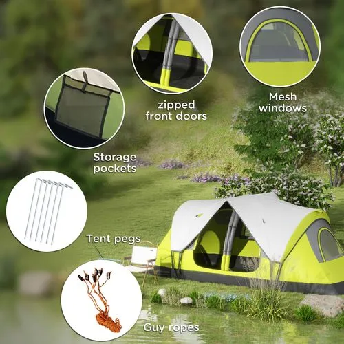 2-Room Camping Tent - Waterproof Rainfly & Screen Panels