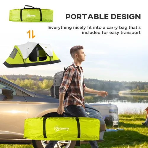 2-Room Camping Tent - Waterproof Rainfly & Screen Panels