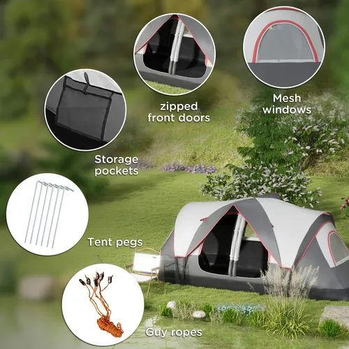 2-Room Camping Tent - Waterproof Rainfly & Screen Panels