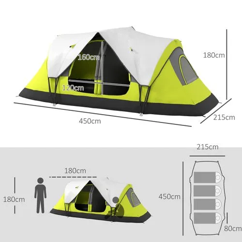 2-Room Camping Tent - Waterproof Rainfly & Screen Panels